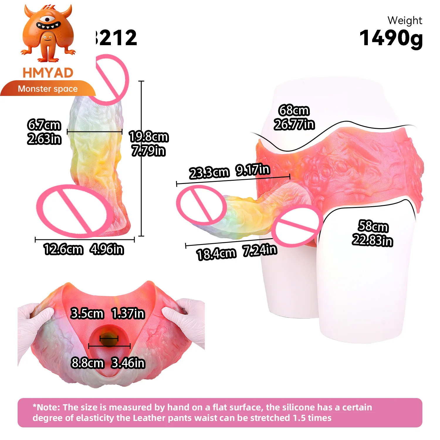 Manchon de pénis creux portable animal réaliste pour hommes – Jouet en silicone liquide plus épais et plus long, trou de 3,5 cm