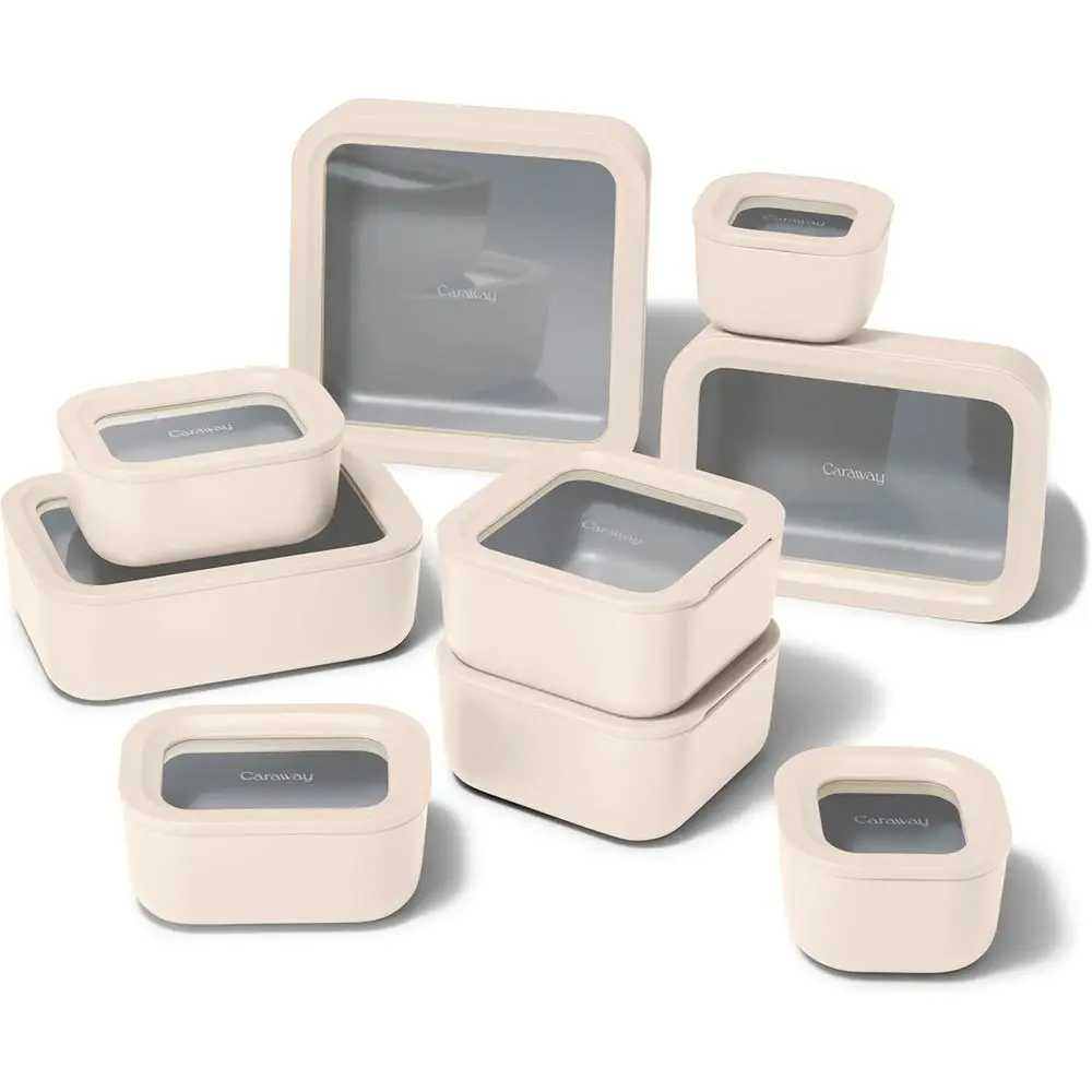 

Glass Food Storage Set Storage Containers for Food Non Toxic Ceramic-Coated Glass Air Release Technology Compact & Stack