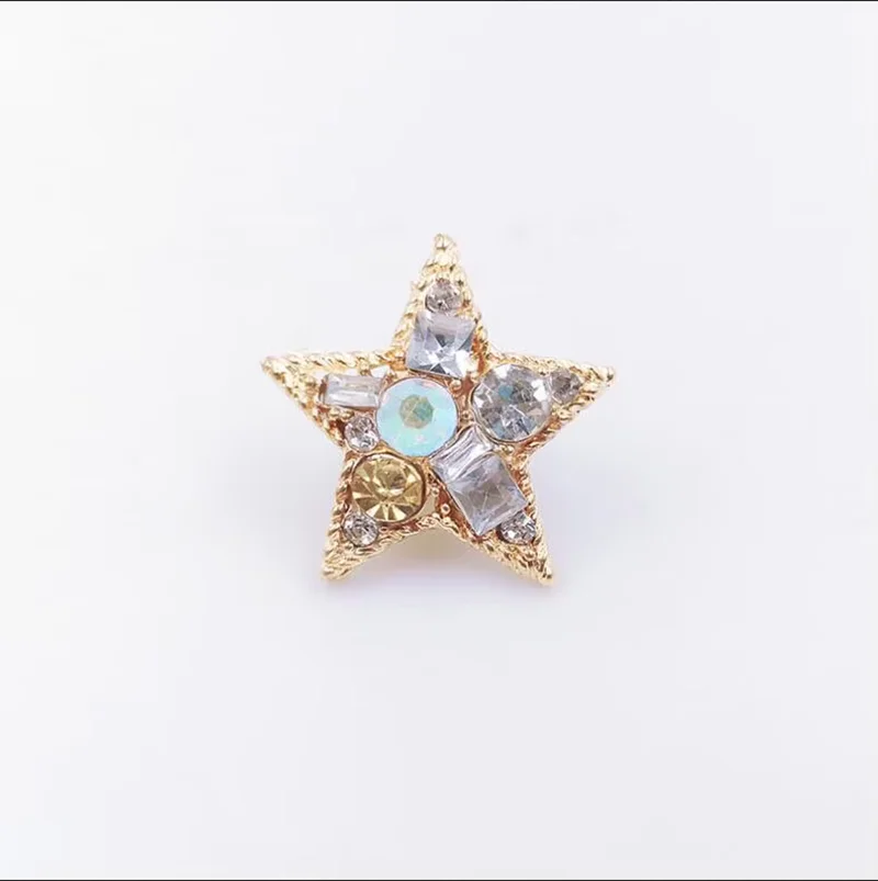 10Pcs/Lot Star Rhinestone Embellishment Metal Button Decorative Diy Hair Accessories Crafts Supplies