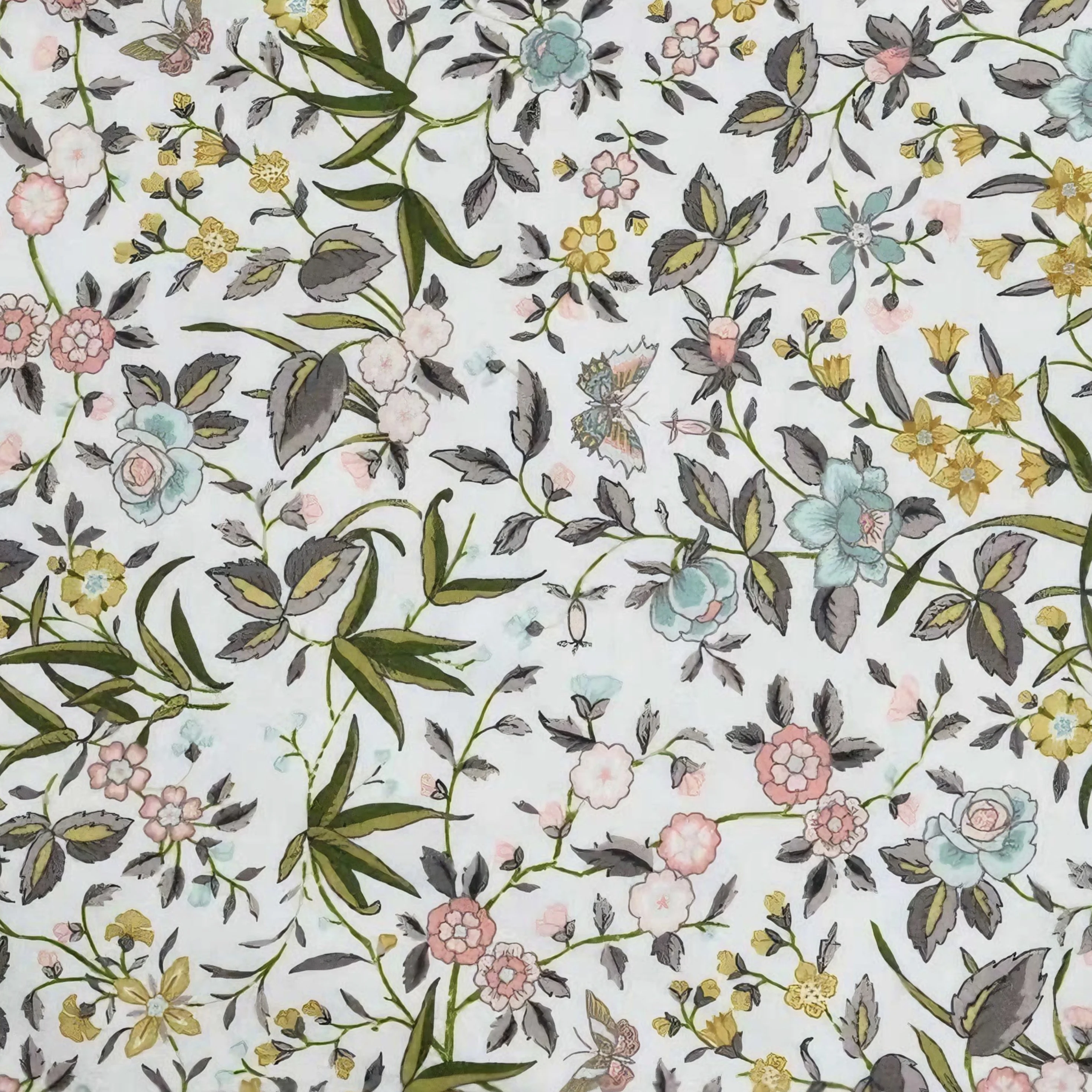 0.5m/1m/3m/5m Retro Floral Printed 100% Cotton Fabric Ideal for Fashion Clothing Home Textile Decoration Sewing Projects Crafts