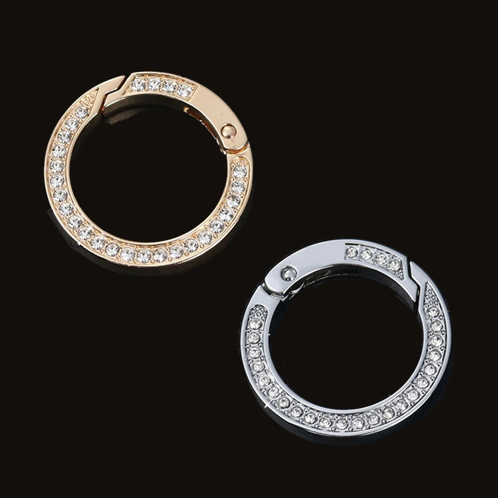

5pcs Metal O Rings Round Openable Carabiner Rhinestone Spring Buckle Keychain DIY Keyring Bag Car Key Chain Jewelry Accessories