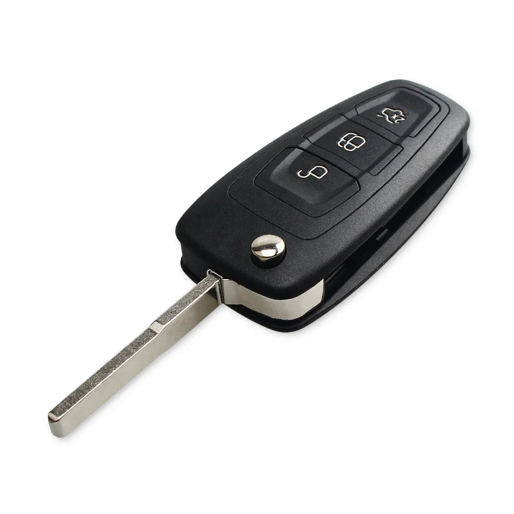 Keyyywe Filp obudowa kluczyka samochodowego Fob 3 przyciski zdalnego etui do Ford Focus Fiesta 2013 Mondeo c max część zamienna