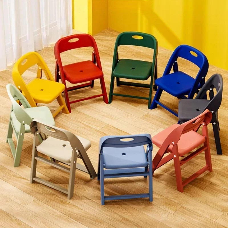 Plastic Child Chair Kids Dining Chairs Soft Square Children Desk Chair Girl Children's Furniture Children's Storage Cabinet Room