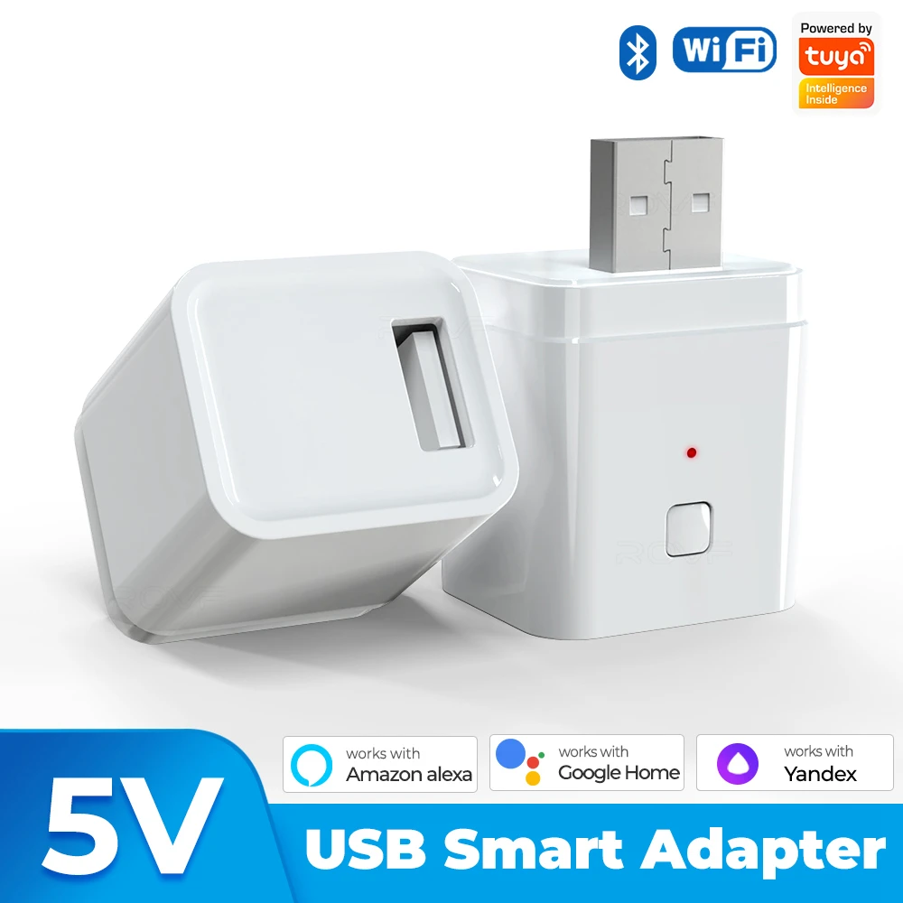 Tuya Smart Micro USB Adaptor Smart Plug Switch 5V WiFi Mini USB Power Adaptor Works with Alexa Hey Google Alice for Smart Home