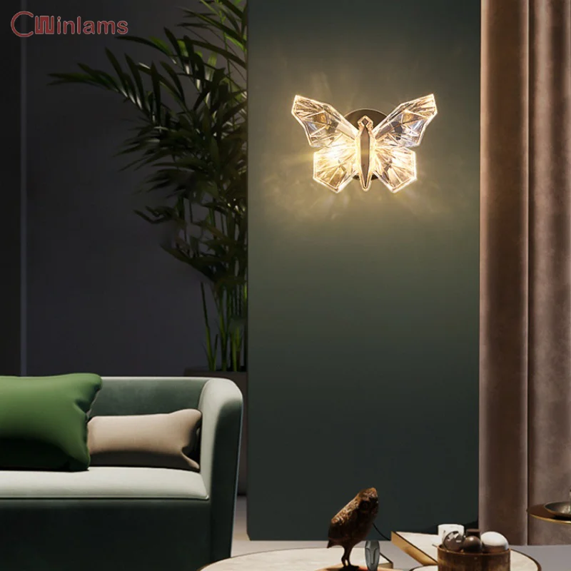 

Butterfly Wall Lamp Light Luxury Study Bedroom Bedside Lamp Modern Hotel Living Room Dining Room Decorative Background Wall Lamp