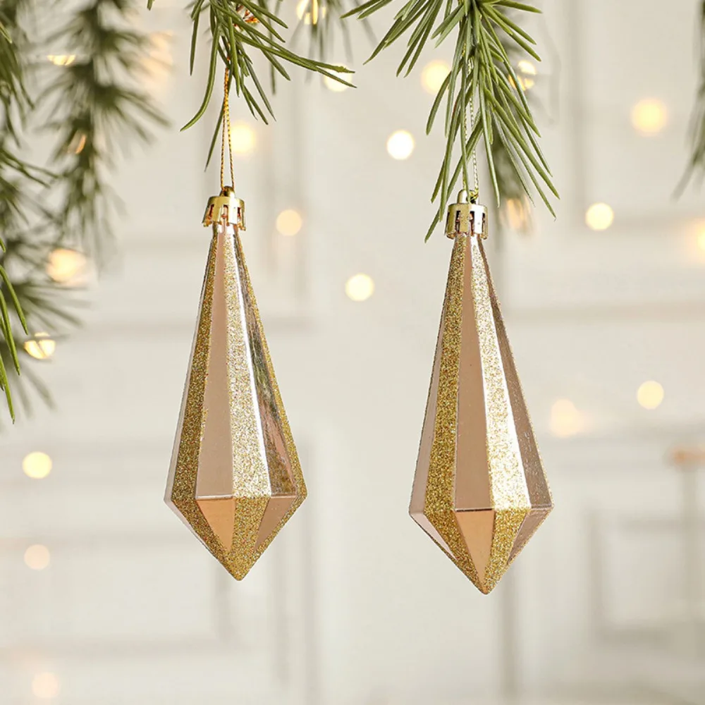 2PCS Pink&Gold Christmas Hanging Decoration Santa Clause Plastic Xmas Ornament Ball Festival Soldier Pendnats Xmas Baubles