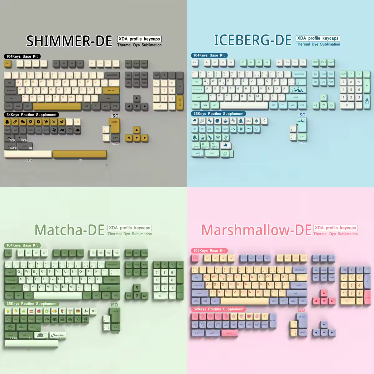 DE Keyboard Keycaps XDA Profile PBT German Keycap Dye-Sub ISO Alice Layout 7U Space bar For Mechanical Keyboard Wooting
