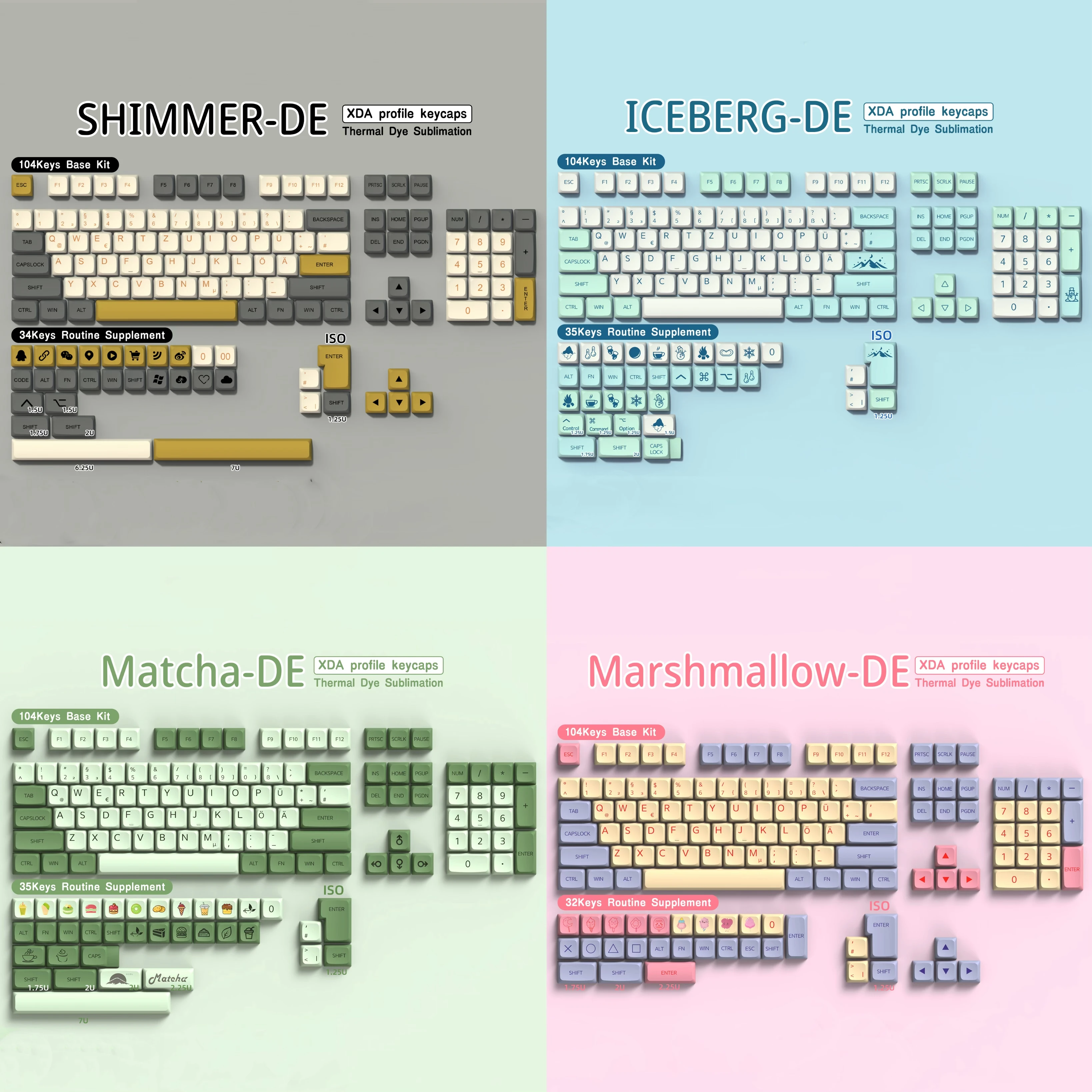 DE Keyboard Keycaps XDA Profile PBT German Keycap Dye-Sub ISO Alice Layout 7U Space bar For Mechanical Keyboard Wooting