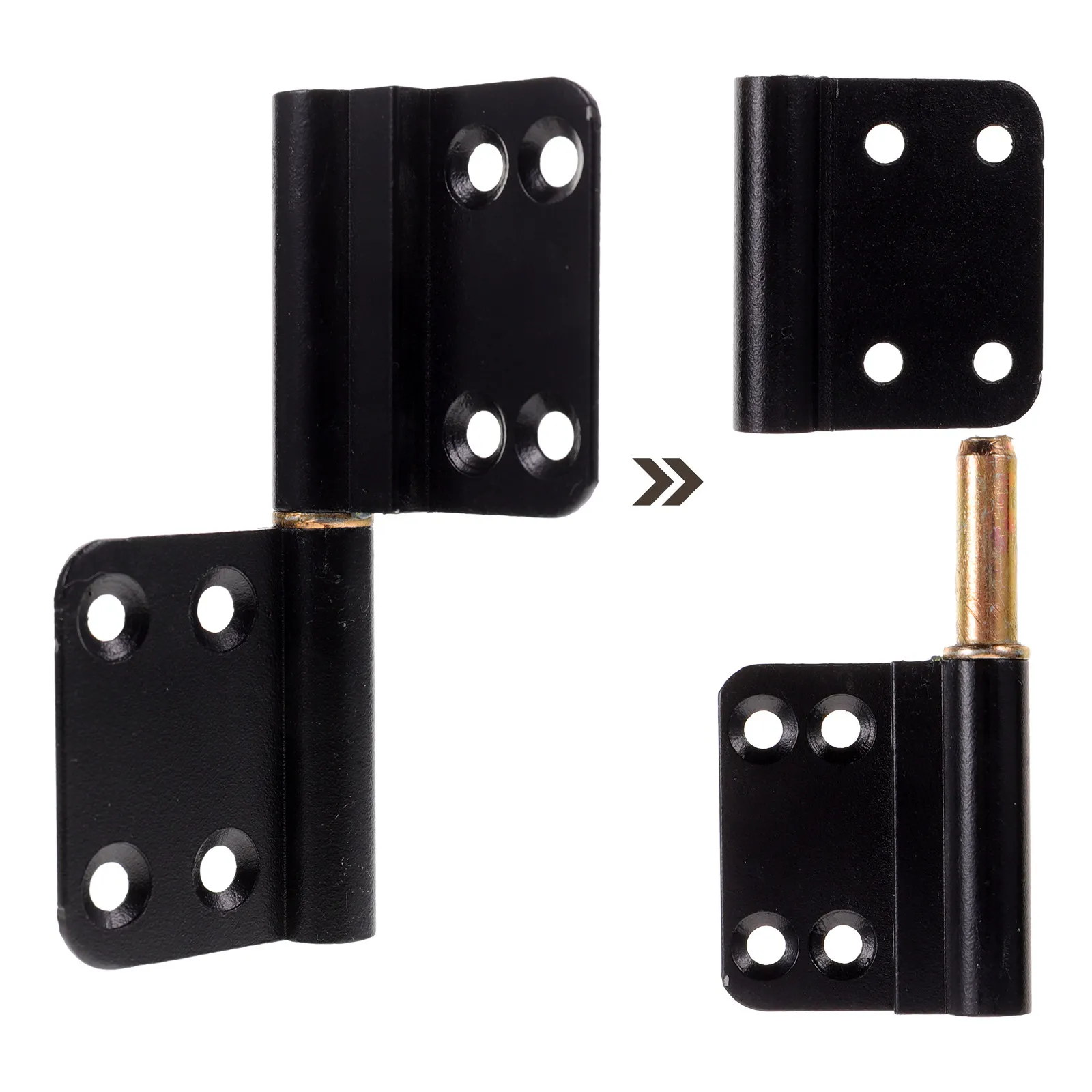 Heavy-Duty Door Hinges for Homeowners, Enabling Smooth Door Opening, 4 Pcs Black Aluminum Alloy, Left/Right Adjustable