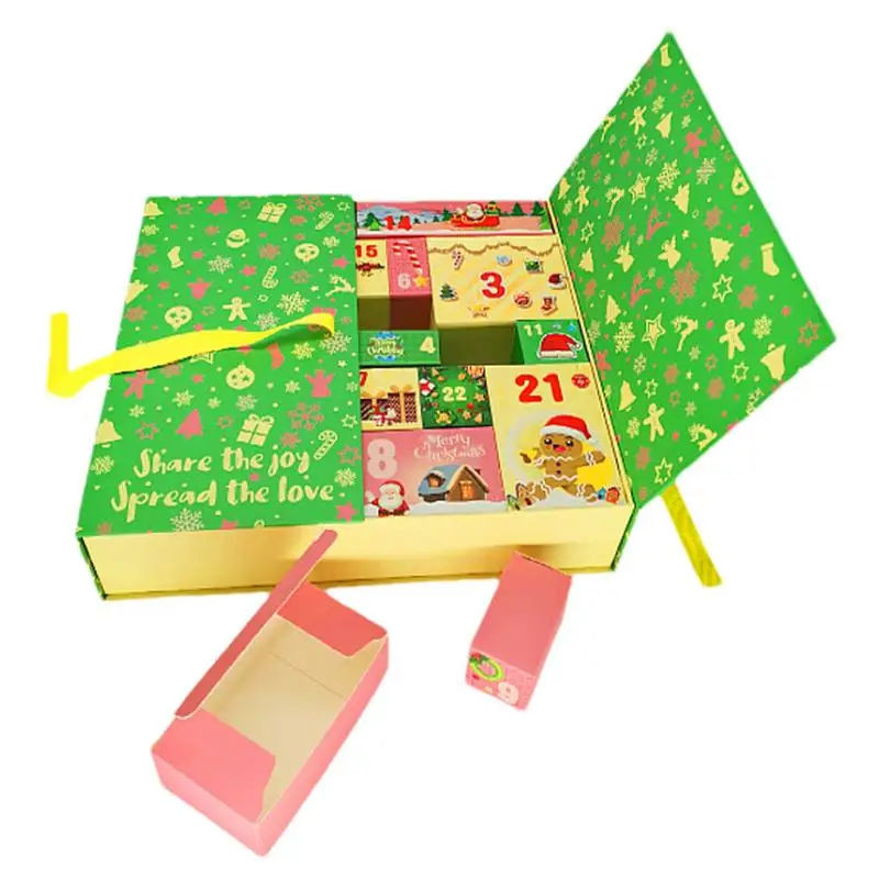 

24 Advent Calendar Boxes Christmas 24 Days Cardboard Number Boxes Christmas Countdown Calendar Refillable Gift Box for Christmas