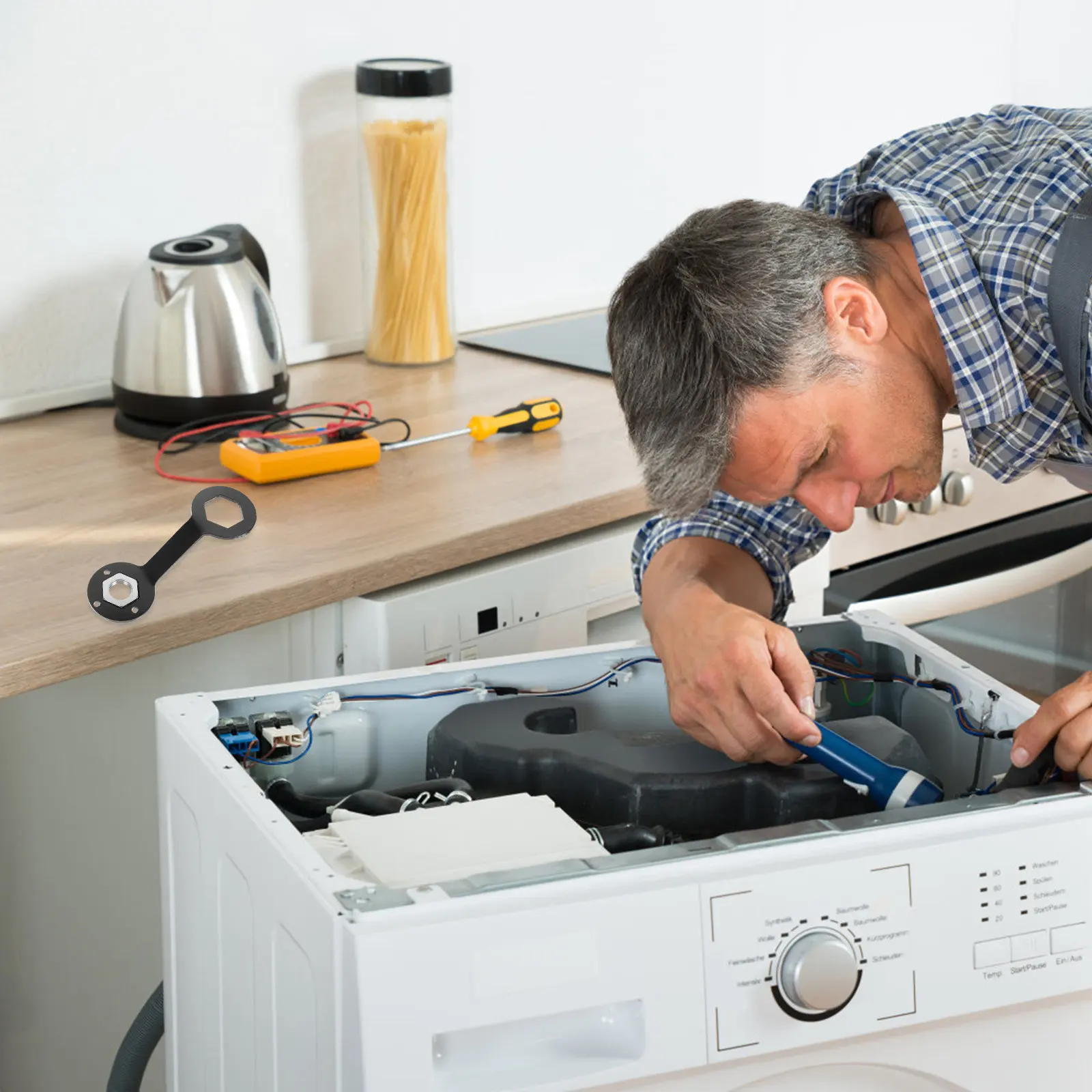 

36Mm 38Mm Washing Machine Wrench Heavy Duty Clutch Spanner for Automatic Wash Machine Repair Maintenance Tool Spanner Wrench