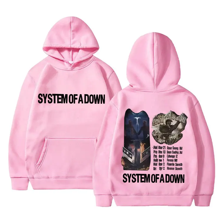 نظام الرجعية من أسفل مزدوجة الوجهين طباعة هوديي الرجال النساء خمر روك المتضخم البلوز الذكور 90s البديل المعادن البلوز #6