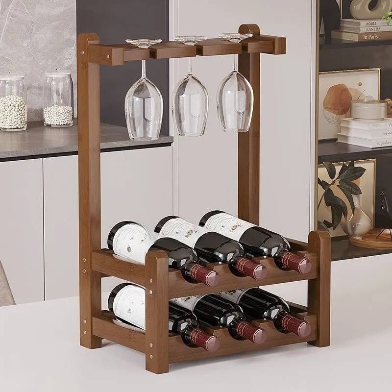 

Bamboo environmentally friendly wine rack, wall-mounted wine cabinet, kitchen bar rack, modern simple display rack