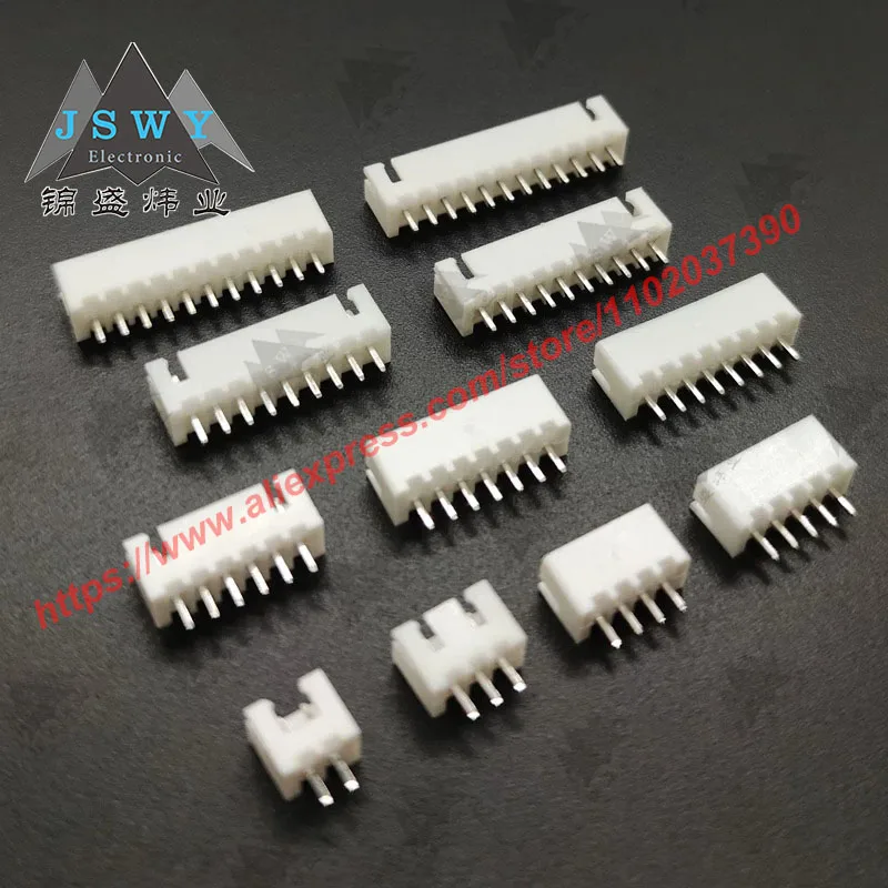 100 PCS XH2.54 Male Right Angle Material Connector Lead Header 2.54mm XH-AW 2P 3P 4P 5P 6P 7P 8P 9P 10P 11P 12P 13P 14P 15P 16P