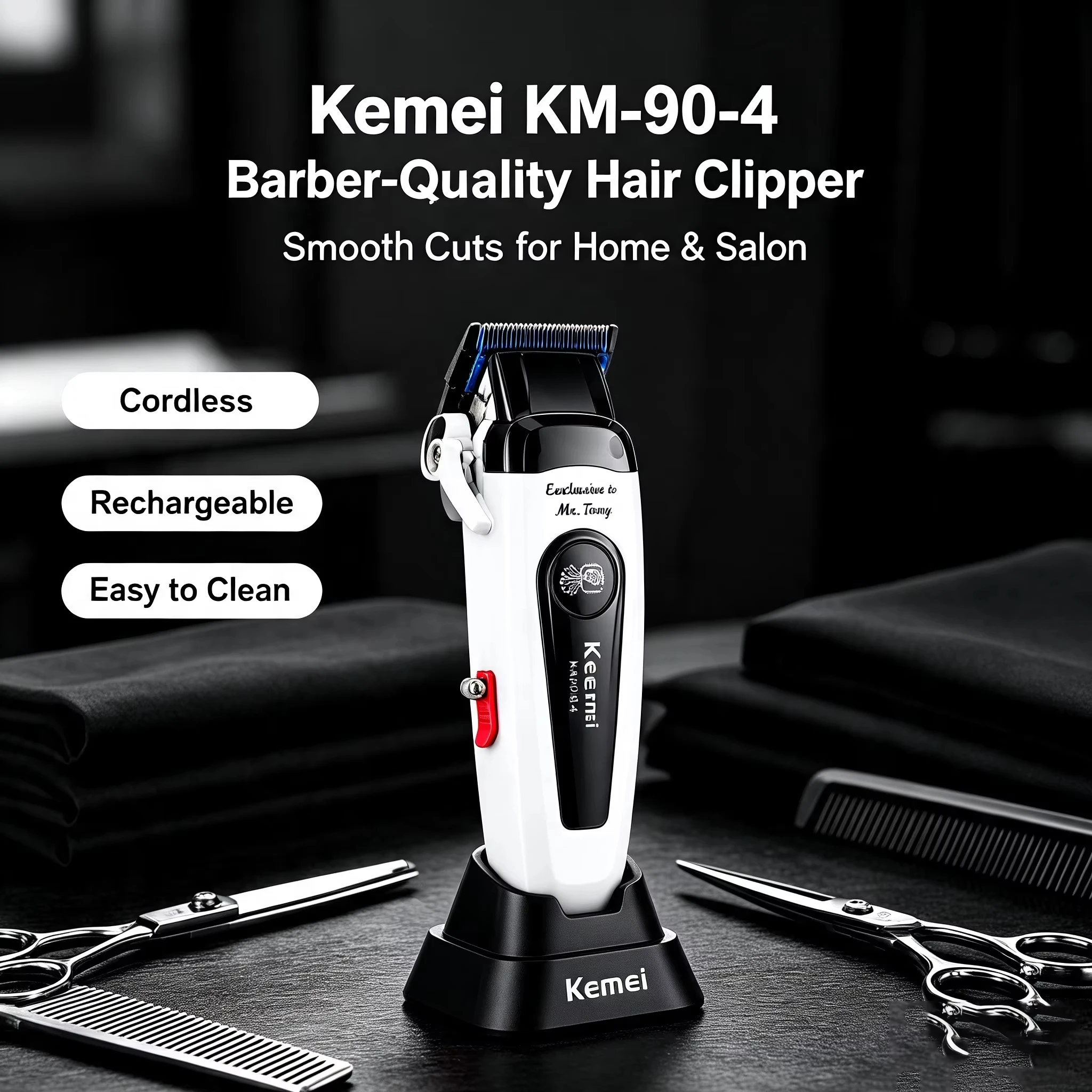 Kemei 90-4 Big Power Electric Hair Clipper for Barbers,PG232 Rechargeable Hair Trimmer,Professional Hair Cutting Machine for Men