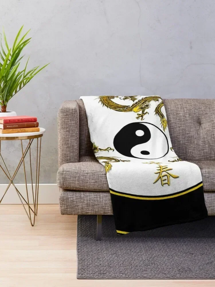 Wing Chun Kung Fu Martial arts dragon black movie design Throw Blanket Quilt sofa bed Personalized Gift Thin Blankets