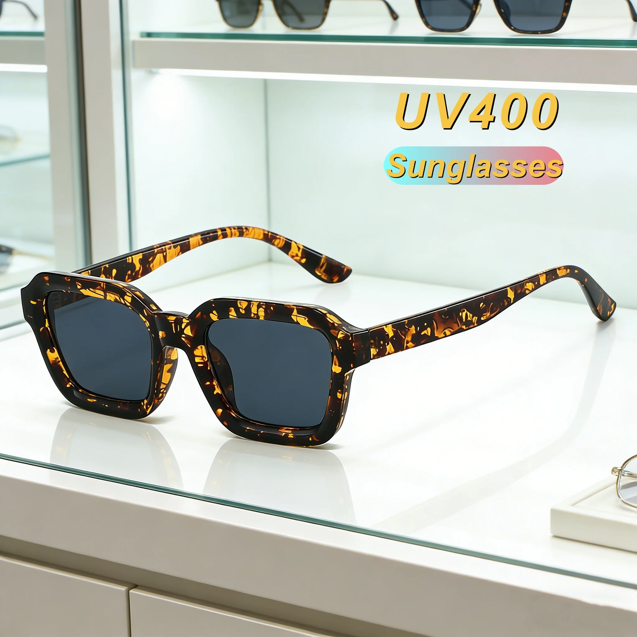 

2026 New Fashionable HD Simple Square Frame Women's Sunglasses Retro Neutral Premium UV400 Multi Color Lens Sunscreen Glasses