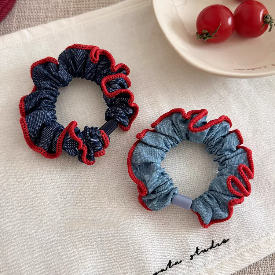 2PC Goede Denim Hoge Elasticiteit Haarbanden Touw voor Vrouwen Meisjes Paardenstaart Houder Koreaanse Haaraccessoires