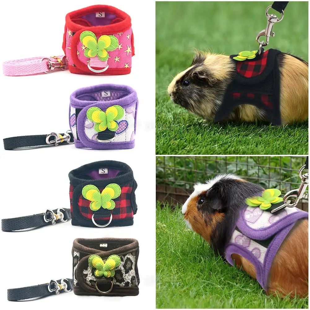 Adjustable Guinea Pig Harness Leash Set Outdoor Traction Rope for Hamster Chinchilla Mice Rat Ferret Rabbit Animal Accessories