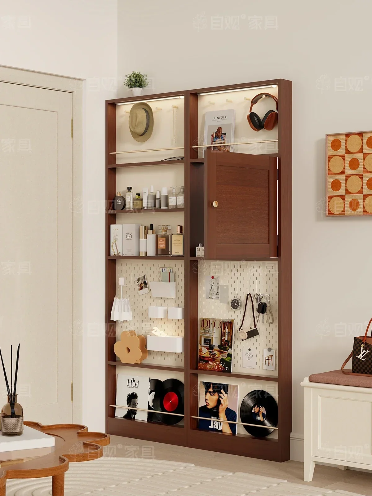 American-Style Solid Wood Wire-Wrap Board Storage Cabinet behind the Door Living Room Bedroom Mid-Ancient Jewelry Cabinet Floor