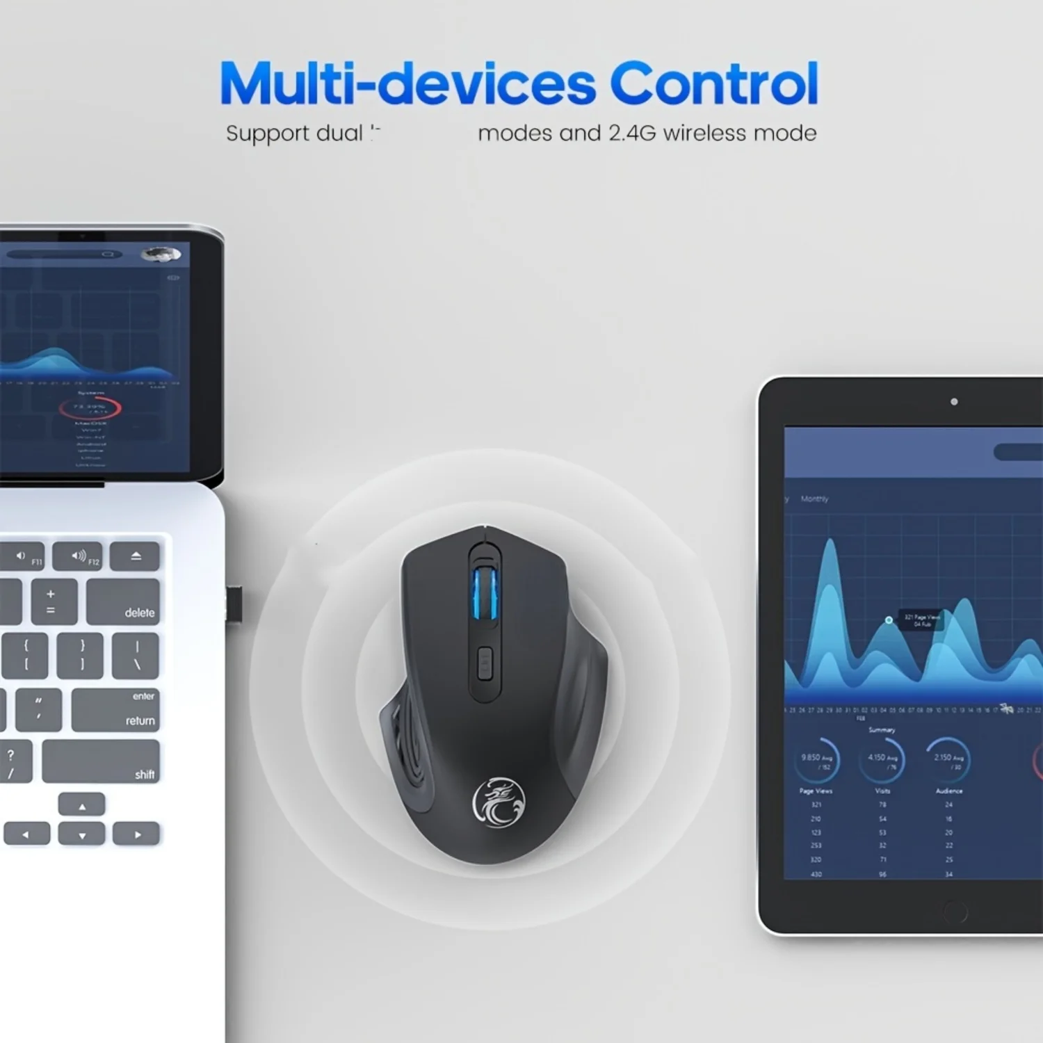 Mouse da gioco wireless ricaricabile: silenzioso, ergonomico, compatibile tramite USB per PC e laptop