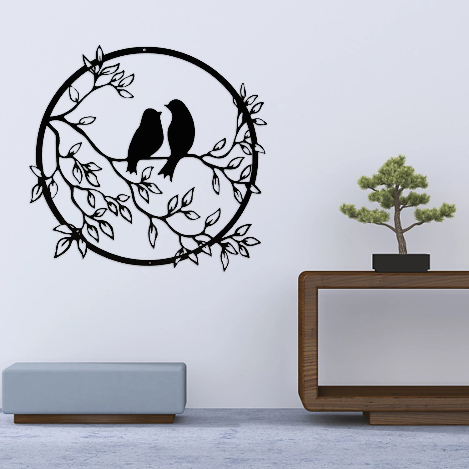 Metal Wall Art Birds on Branch Metal Bird Silhouette Wall Sculpture Wall Hanging Sign Wall Art Decor