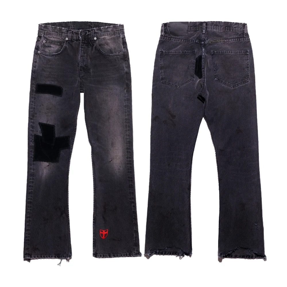 ملابس الشارع الشهير للرجال الهيب هوب التصحيح العمل المتعثرة ممزق فضفاض الجينز ريترو خمر الشارع نمط عادية روك إحياء الجينز #2