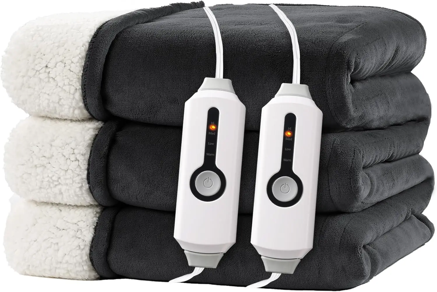 

Queen Size Electric Heated Blanket with Dual-Sided Fabric, 4 Heat Settings, Auto Off, Machine Washable in Gray