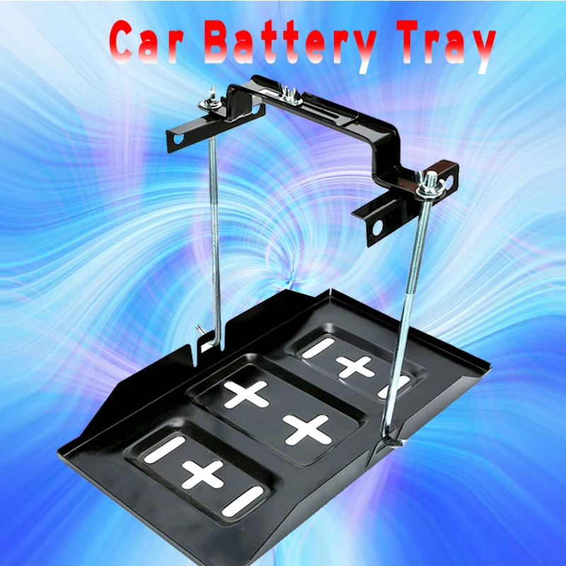 Car Battery Tray Kit 27cm Rack Black Stable Holder Adjustable Bracket Down Clamp Marine Durable Universal Auto Accessories Set