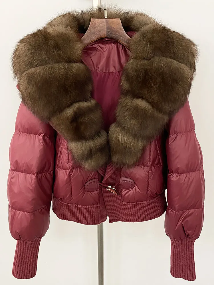 2025 Nuovo abbigliamento invernale Piumino d'anatra bianco Moda donna Calda piumino corto LadyNatural Giacca in pelliccia di volpe femminile