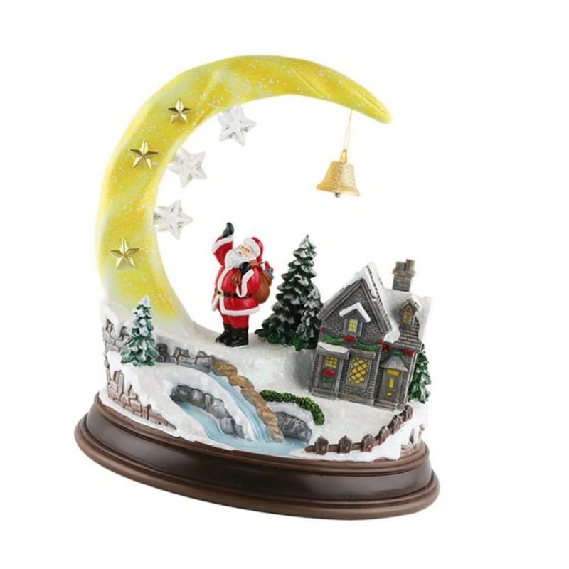 Christmas Village House Santa Moon LED Light Up Decoration Seasonal Ornament