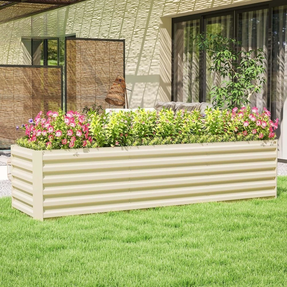 

8 x 2 x 2ft Galvanized Raised Garden Bed Kit, Outdoor Metal Elevated Planter Box with Safety Edging, Large Raised, Customized