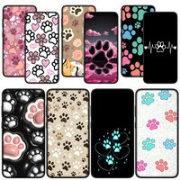 Cute Dog Cat Paw Soft Phone Cover for Samsung Galaxy S21 S20 Fe S23 S22 Ultra S8 Plus A25 A12 A13 A21S A73 + Silicone Case