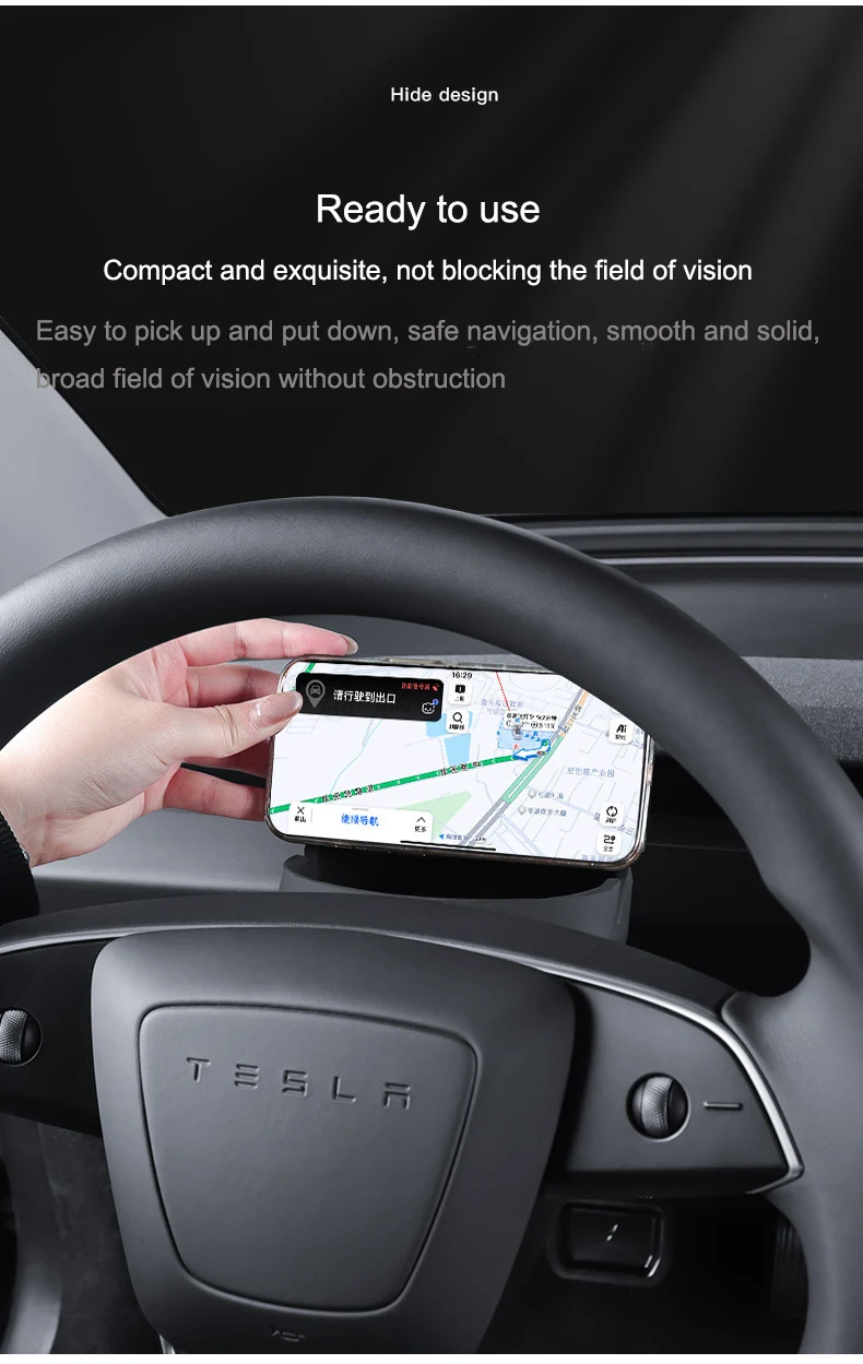 For Tesla Model 3 Highland 2023-2024 Steering Wheel Cell Phone Navigation Holder Model 3+ Silicone Glasses Case Full Fit Holder