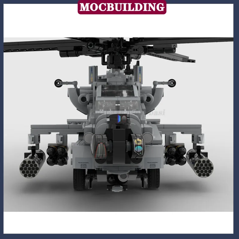 MOC City Helicopter AH-64E Model Building Block Assembly Aircraft Transport Vehicle Boy Birthday Gift Toy