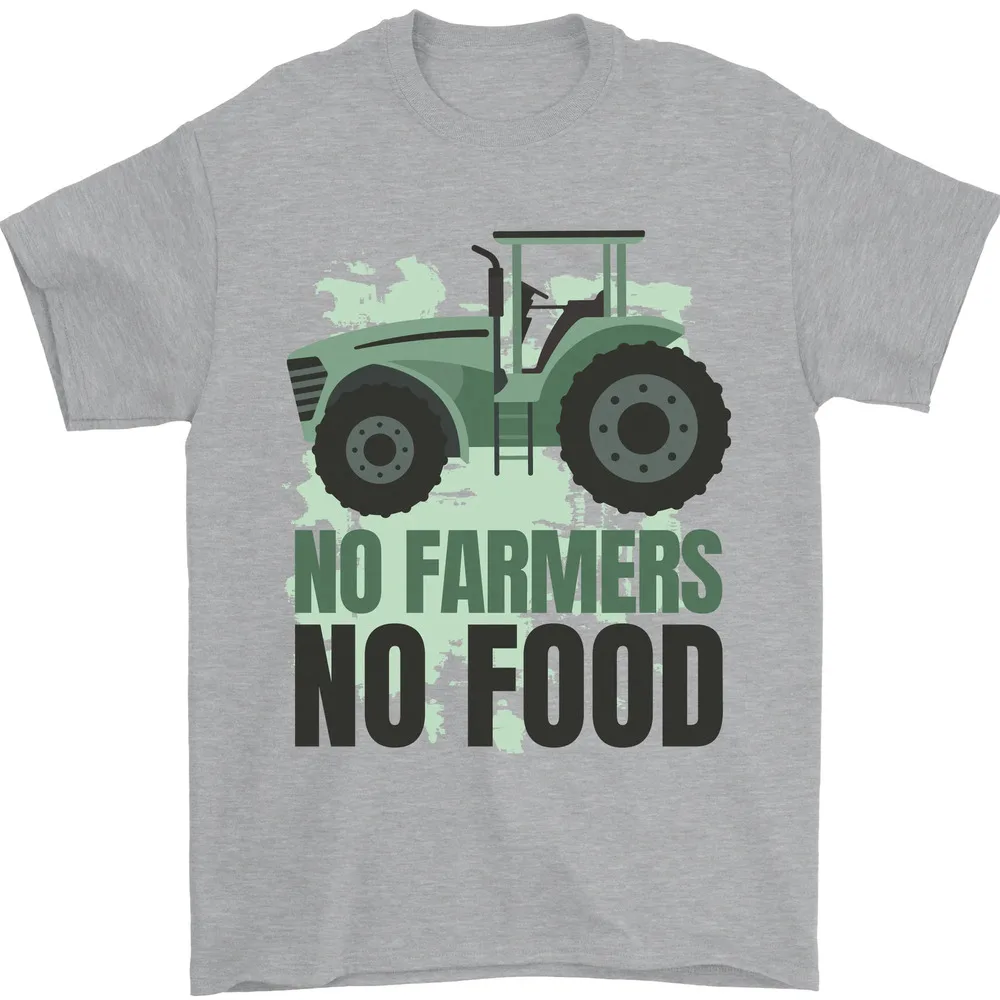 

Tractor No Farmers no Food Farming Mens Women Summer Tees T-Shirt 100% Cotton Anime Graphic