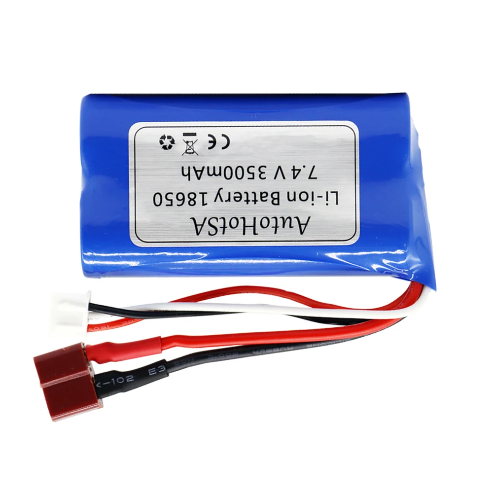 Mise à niveau 7.4V 3500mAh 2S Eddie ion batterie T prise et chargeur pour SCY-16101PRO SCY-16102PRO SCY-16103PRO SCY-16201PRO R/C pièces de voiture