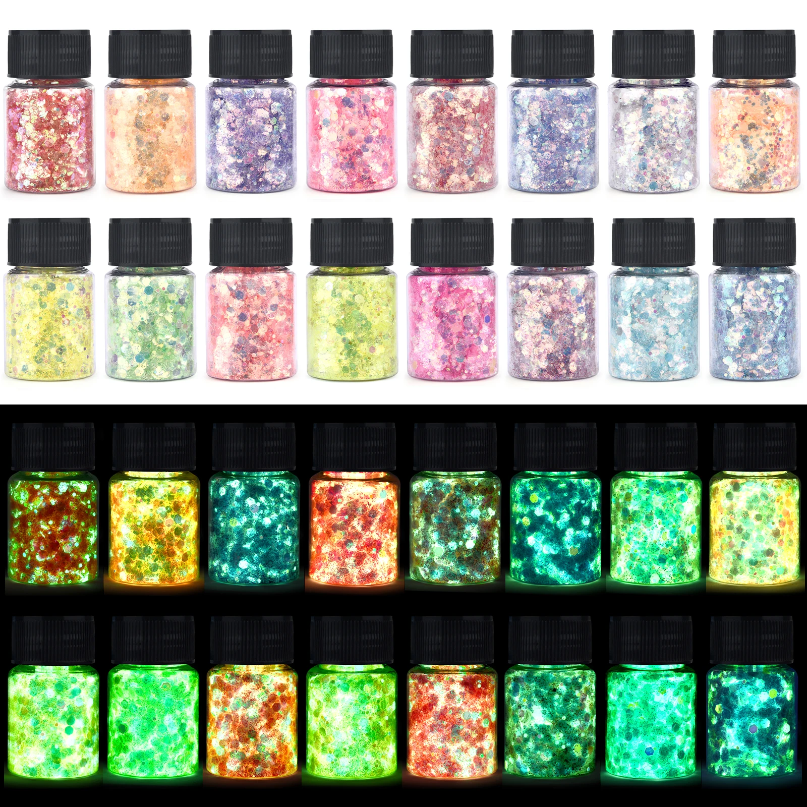 16colors Luminous Sequins Star Sequins Flat Loose Glitter Sequin Paillettes Sewing Craft DIY Naid Art Scrapbooking Glitter Craft