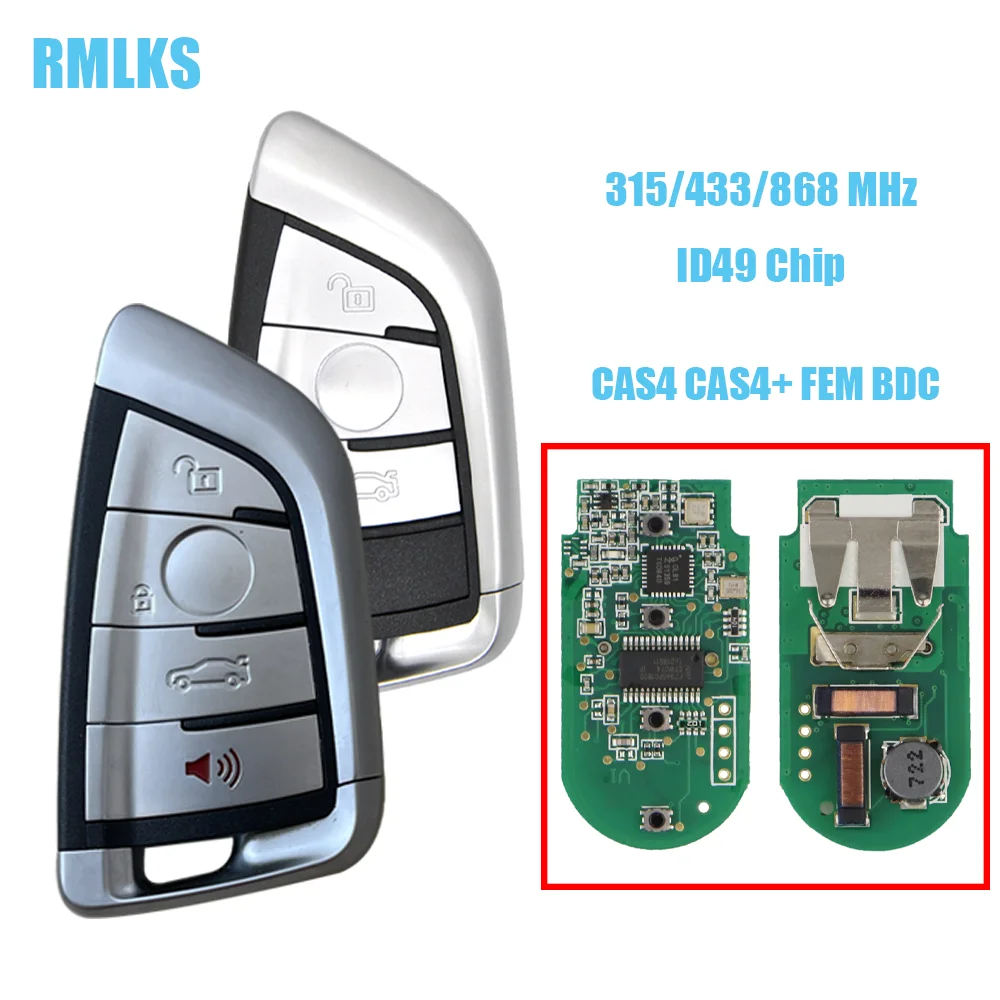 

Smart 3/4 Button 315 /433 /868MHZ ID49 Chip Remote Key Keyless Entry fob for BMW F FEM CAS4 5 7 Series X5 X6 2014 2015 2016 2017