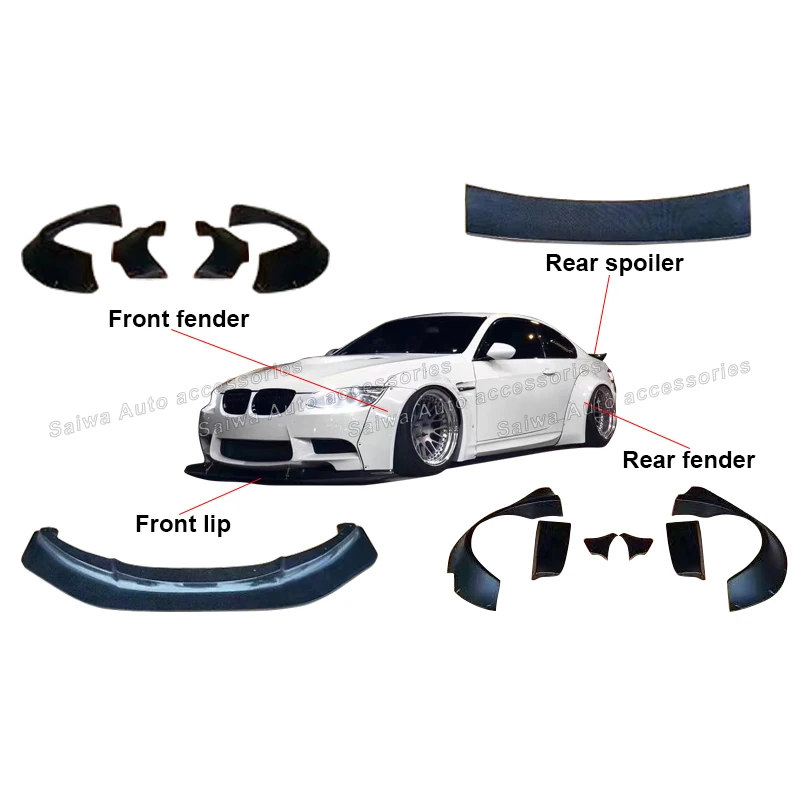 

Glassfiber LB Style Wide Body Kit For BMW 3 Series E90 E92 E93 Bumper Front Lip Side Body Fender Wheel Arch Rear Spoiler