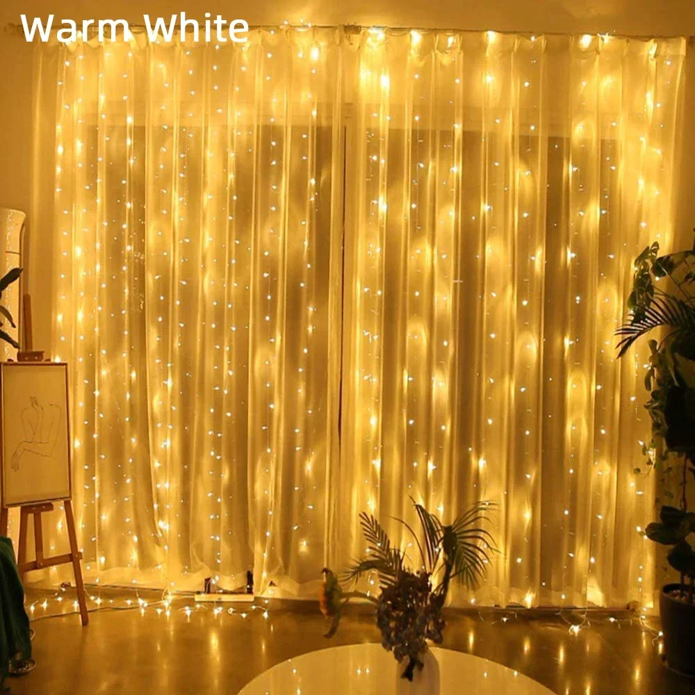 Christmas Holiday LED Decoration Lights, Fairy Bedroom String Garland, Iluminação remota, Luzes de cortina com controle remoto