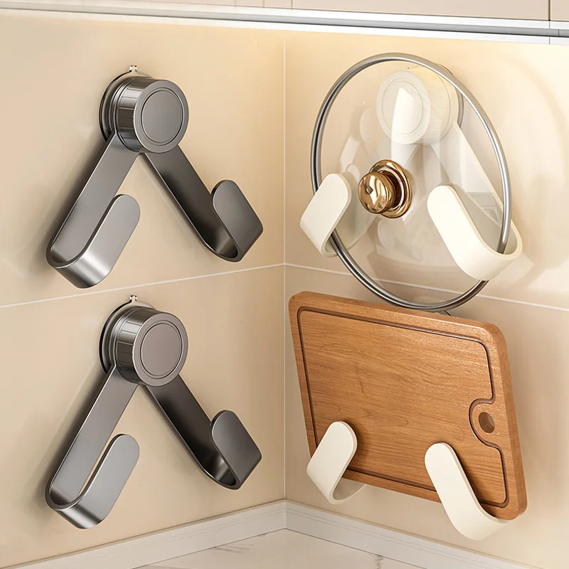 

Adjustable Rotating Pot Lid Holder Wall Mounted Multifunctional Rotatable Strong Storage Rack Cutting Board Shelf For Kitchen
