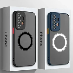 Magnetic For Samsung Galaxy S24 S23 S22 S21 S20 Ultra Plus FE A54 A53 A52 A32 A13 A34 A14 Case Frosted Wireless Charge Cover