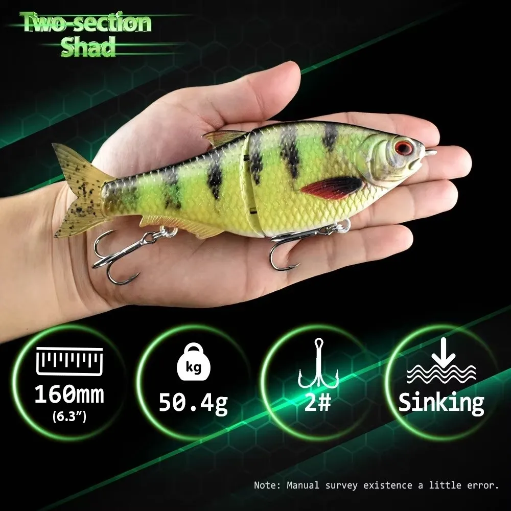 Lebensechter 16cm 50,4g Angelköder Weicher PVC-Schwanz Metall-Gelenkköder Lebendiges Design Handgeschnitzter Gelenkköder für Salzwasser-Angeln