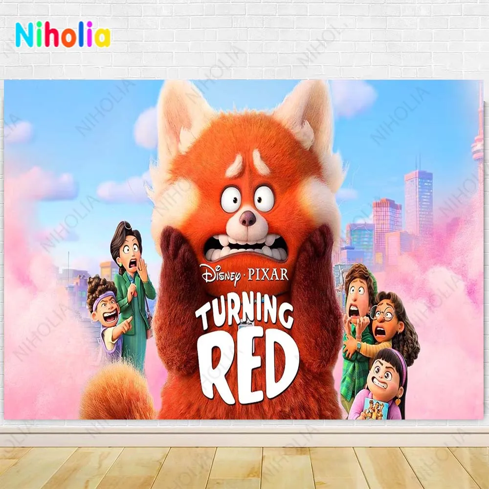 Latar belakang berputar Panda merah untuk anak-anak, pesta ulang tahun, fotografi, latar belakang, dekorasi kartun, spanduk properti Studio mandi bayi