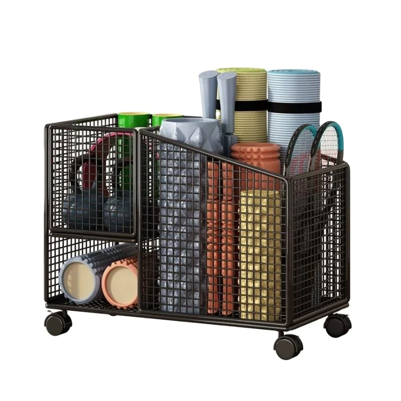

Home Gym Multifunctional Fitness Equipment Home Tools Basket Sports Basketball Yoga Mat Storage Rack with Wheels