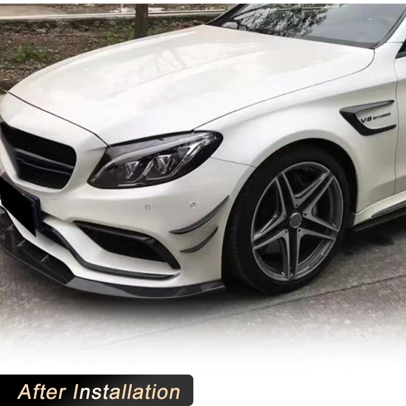 المصد الأمامي للسيارة Canards لسيارة Mercedes Benz C Class W205 C63 AMG C200 كوبيه 2015-2017 مقسمات أمامية فتحة تهوية FRP/ألياف الكربون