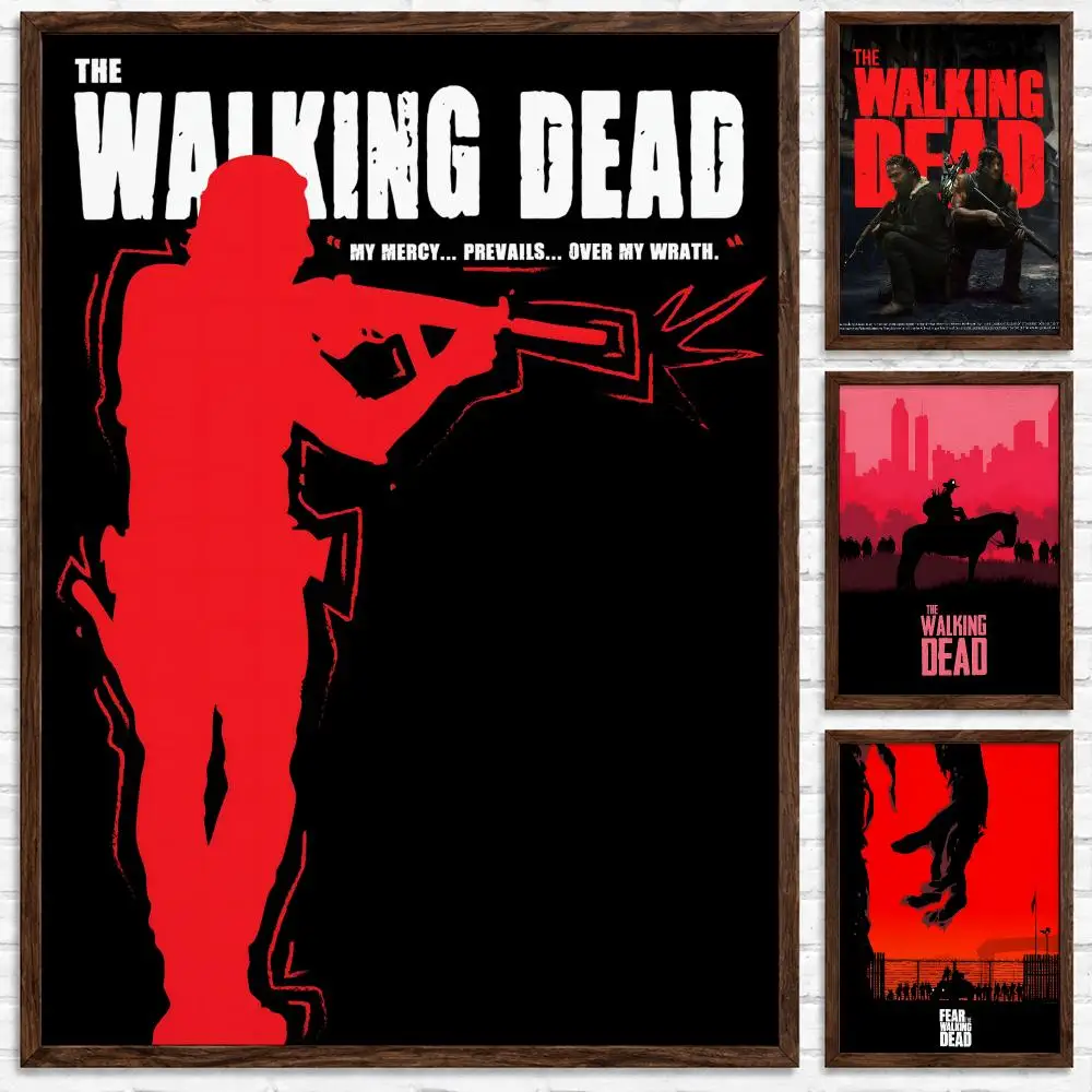 Zombie Horror TV Series Walking Dead Poster Self‑Adhesive Waterproof Poster Sticker Coffee House Bar Wall Art Home Decor