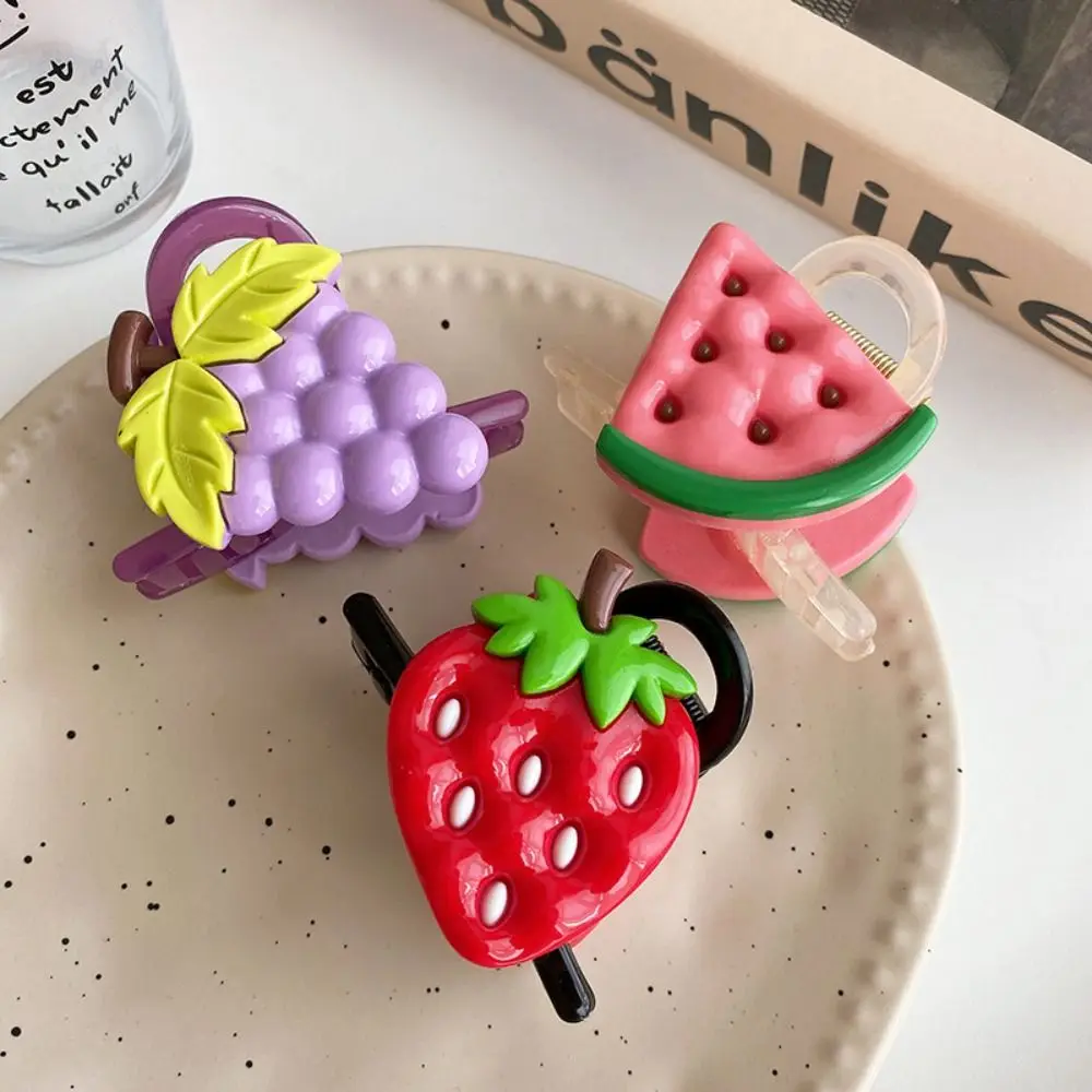 Cute Pineapple Fruit Hair Claw Watermelon Korean Style Strawberry Claw Clip Headwear Hair Accessories Large Shark Clip Daily