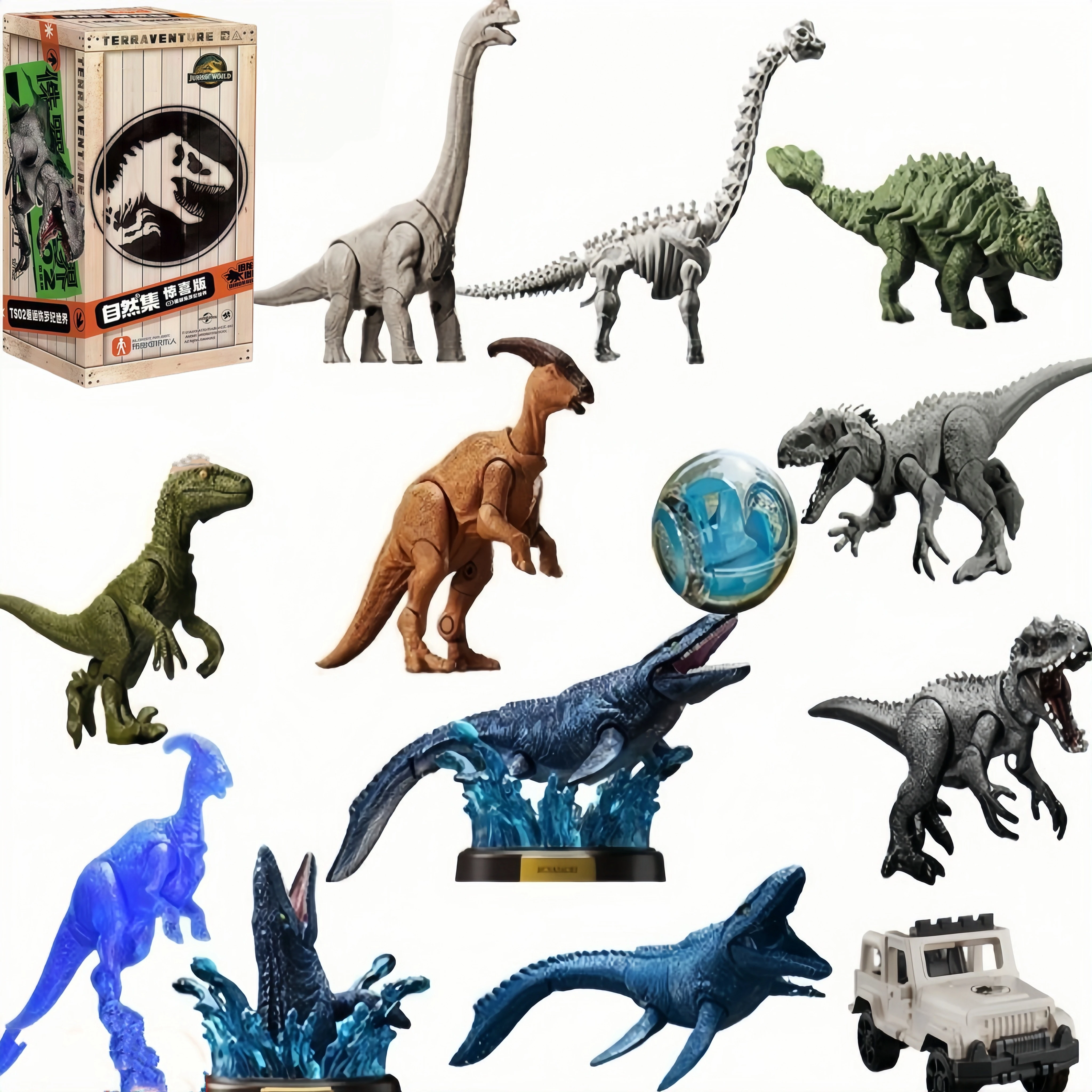 New Jurassic World Surprise Box 2 T-Rex Building Blocks Movable Joints Dinosaur Model Collectible Toy for Boys Gift